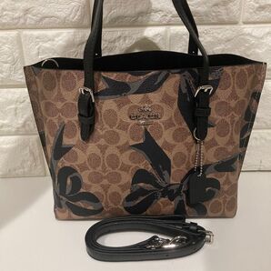 【新品未使用】新作 COACH コーチ モリートート リボンモリートートバッグ シグネチャー ブラック
