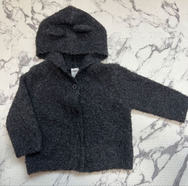 H&M ベビー くま耳パーカー グレー 6-9M