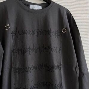 新品タグ付 カードリング付プリントTシャツ 長袖 グレー メンズロンT M