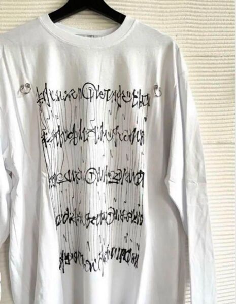 新品タグ付 カードリング付プリントTシャツ 長袖 白 メンズロンT L