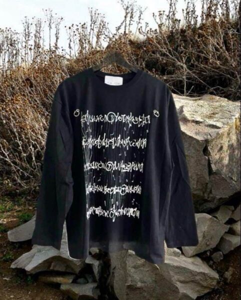 新品タグ付 カードリング付プリントTシャツ 長袖 黒 メンズロンT L
