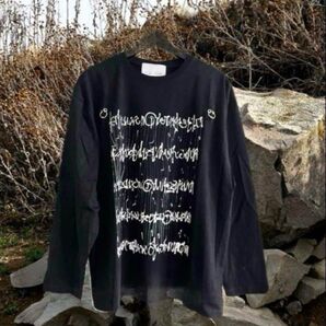 新品タグ付 カードリング付プリントTシャツ 長袖 黒 メンズロンT L