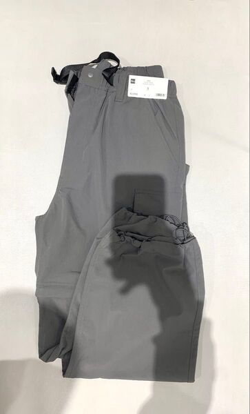 GU コンバーチブルワイドカーゴパンツ メンズ グレー S