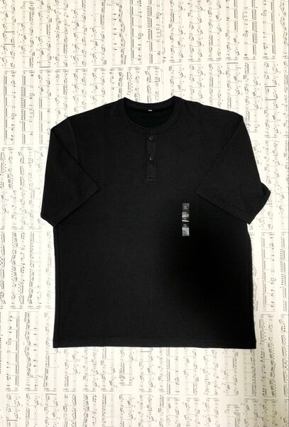 ユニクロ ドライワッフルヘンリーネックTシャツ メンズ ダークグレー XL