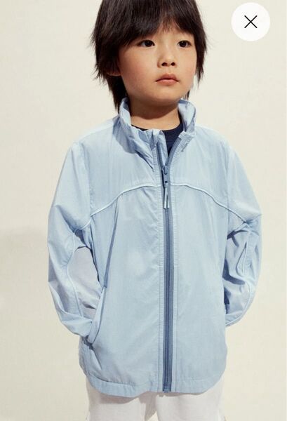 H&M キッズ フーデッドウィンドブレーカー ライドブルー 140