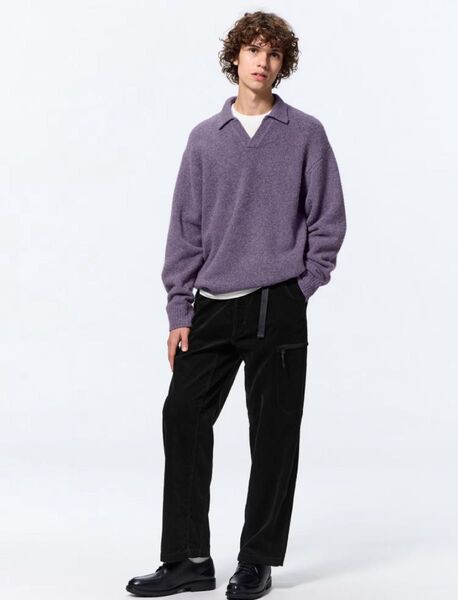 GU コーデュロイユーティリティパンツ メンズ ブラック S