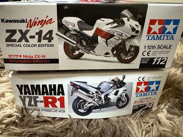 1/12 タミヤ Kawasaki Ninja ZX-14 & YAMAHA YZF-R1 2台セット 未組立