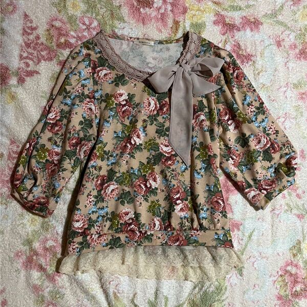 ★axes femme★カットソー★薔薇★レース★リボン★アクシーズファム★