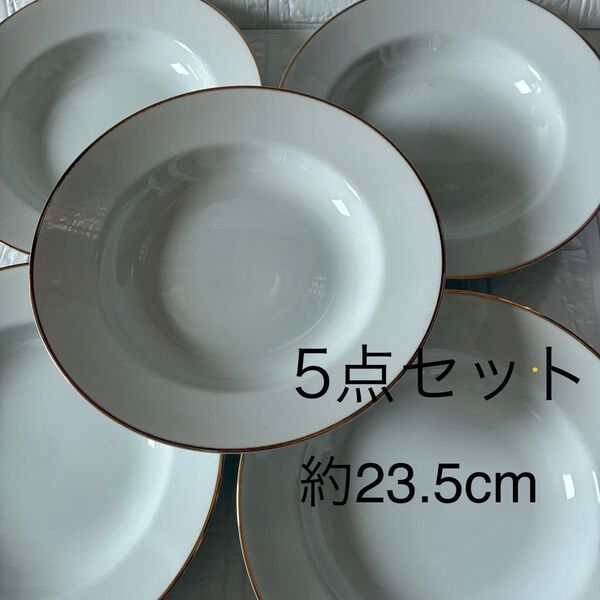 白地金縁皿 陶器 5点セット パスタ スープ カレー