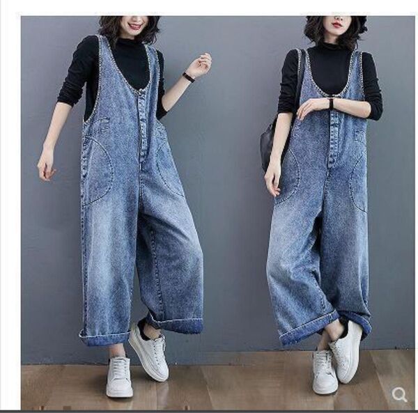 【即納 XXL】大きいサイズ レディース オーバーオール サロペット パンツ デニム 新品
