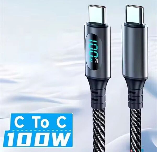 100w LEDディスプレイ usb type c-c ケーブル PD 急速充電 ブラック 1M 新品
