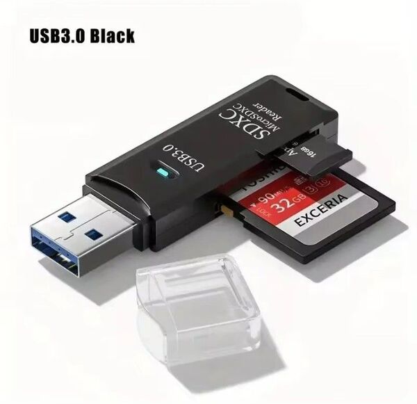 2in1 microSDカードリーダー USB3.0 SDXC ブラック 新品 マイクロSD