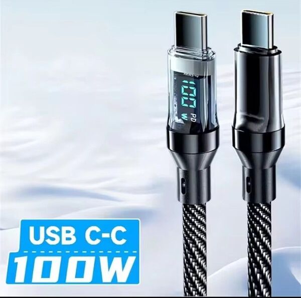 【2本1000円】 100w LEDディスプレイ PD 急速充電 usb type c-c ケーブル ブラック 1M 2本セット