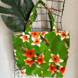 ハンドメイド トートバッグ トロピカル柄 花柄 夏バッグ 手さげバッグ ハンドバッグ