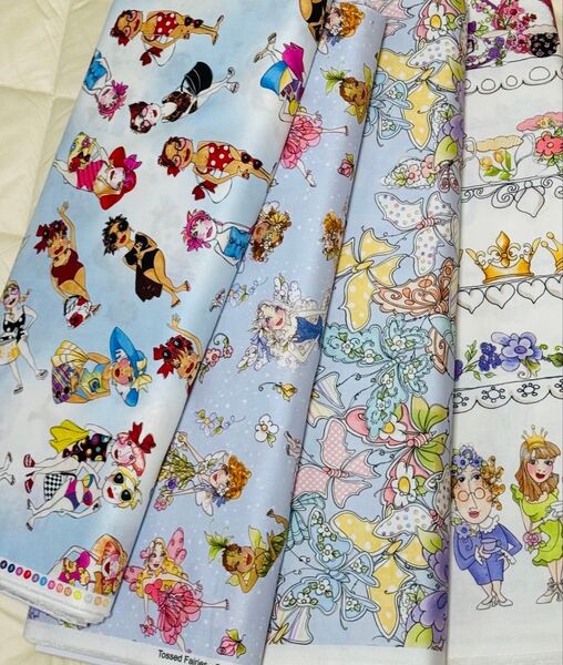 延長で600円!大特価 セール ロラライハリス 4種 ブルー クラウン 王女 蝶々 妖精 フェアリー 水着 USAコットン ハギレ
