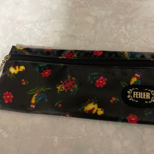 FEILER ペンケース 小物入れ ブラック系 花柄 オシャレ