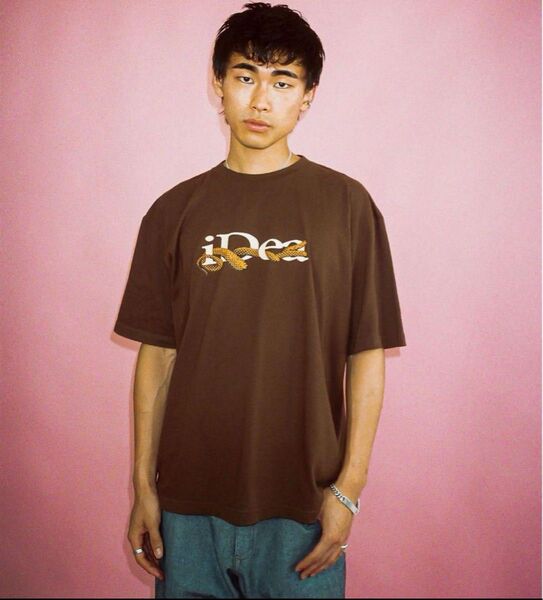 ideaswam 半袖tシャツ プリント ブラウン Lサイズ