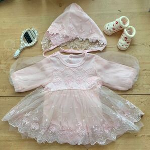 高級 ベビー セレモニー ドレス お宮参り 100日 退院 結婚式 ピンク 60