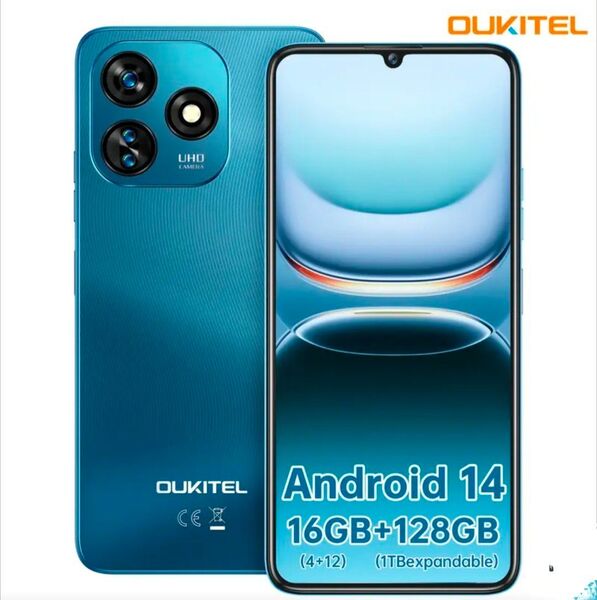 OUKITEL C51 ブルー SIMフリー 16GB+128GB バッテリー5150mA
