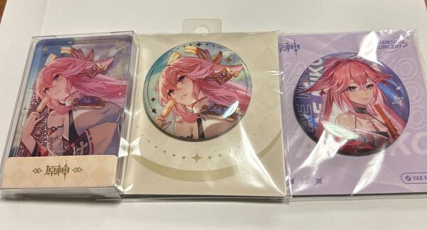 原神 八重神子 缶バッジ グリッターアクリルブロック