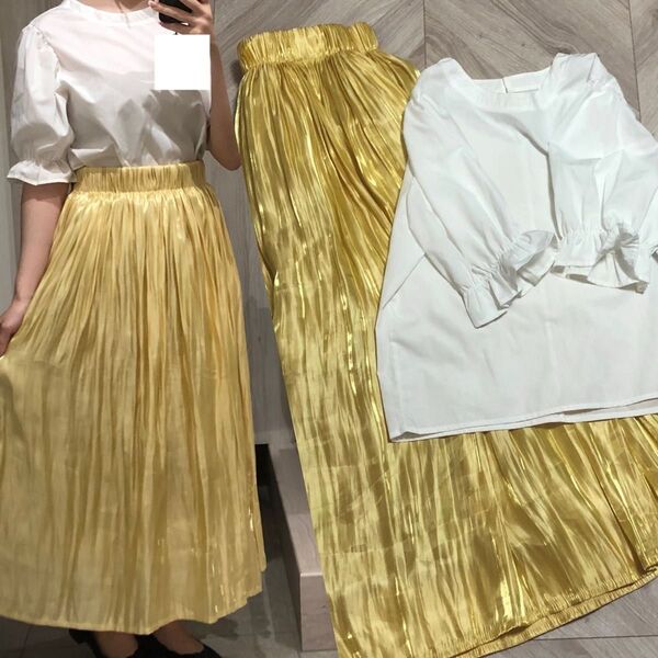 【2点セット】試着のみ★ブラウス、ロングスカート★届いてすぐに着られるコーディネート出品