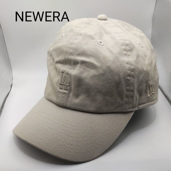 ◆55 NEWERA ロサンゼルスドジャース ベージュ アジャスト キャップ