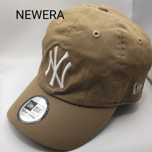 ◆58 NEWERA ニューヨークヤンキース ベージュ アジャスタ キャップ
