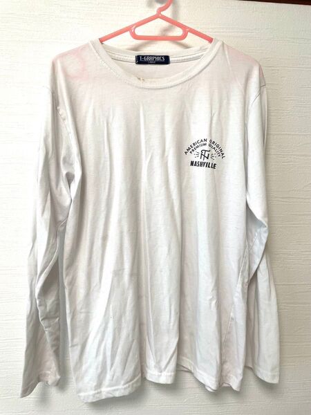 長袖Tシャツ ロンT Tシャツ 長袖 L ホワイト