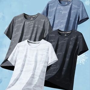 吸汗 Tシャツ 接触冷感 速乾性 通気性 伸縮性 カジュアルスポーツシャツ 4枚セット 半袖 ジム トレーニング 等