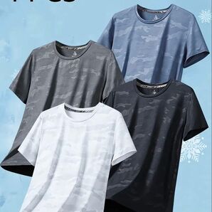 吸汗 Tシャツ 接触冷感 速乾性 通気性 伸縮性 カジュアルスポーツシャツ 4枚セット 半袖 ジム トレーニング 等