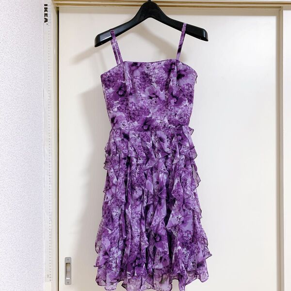 アメリカで買った 花柄ワンピース パープルM size 結婚式