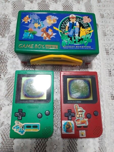 ゲームボーイポケット グリーン&レッド(ジャンク品) ケース付き
