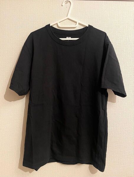 ユニクロ 【L】クルーネック 半袖Tシャツ 無地 シンプル ブラック 黒 Tシャツ