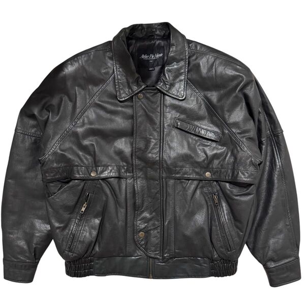 80s A-2 real leather bomber jacket xvn ヴィンテージ 本革 レザー 黒