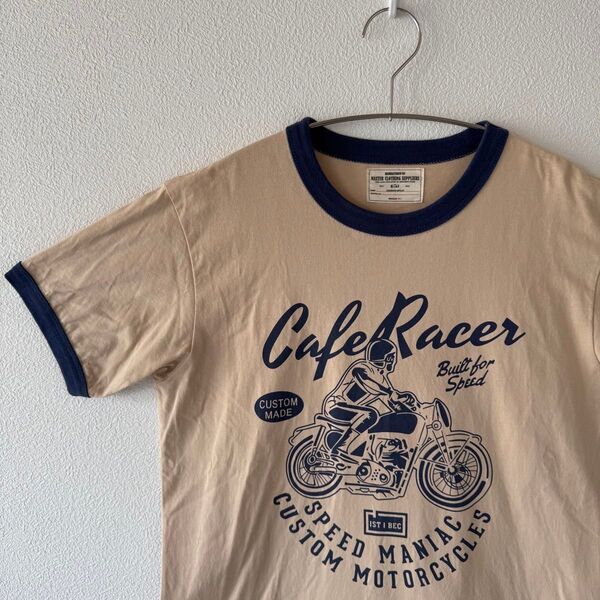 【完売モデル】 リンガーTシャツ アメリカン レトロ バイカー 両面プリント 古着 ヴィンテージ