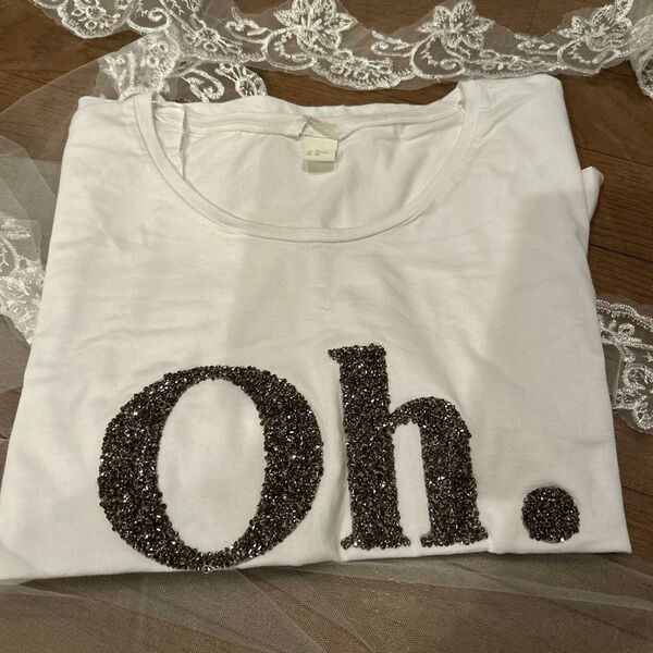 H&M Tシャツ 白 ビーズ刺繍 レディース