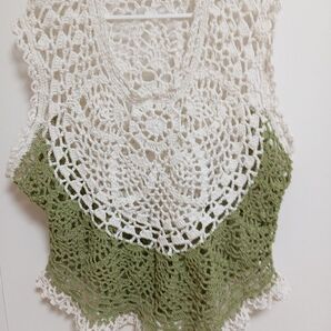 手編みベスト 綿100% M〜lサイズ