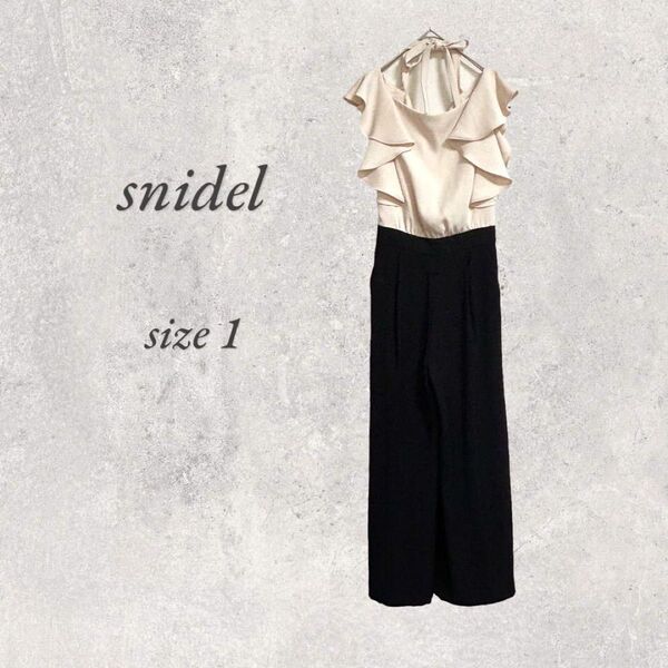 snidel スナイデル/オールインワン/1/ベージュ黒/フリル/高みえ/パンツNo.1834