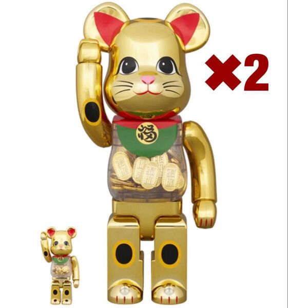 BE@RBRICK 招き猫 小判 開運 弍 金メッキ 100% & 400% ×2セット
