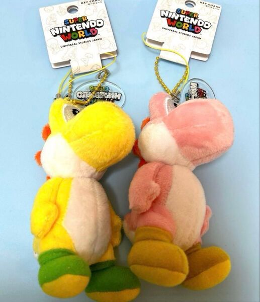USJ限定 ヨッシー ぬいぐるみキーチェーン イエロー&ピンク2体セット 新品 スーパーマリオ グッズ お土産