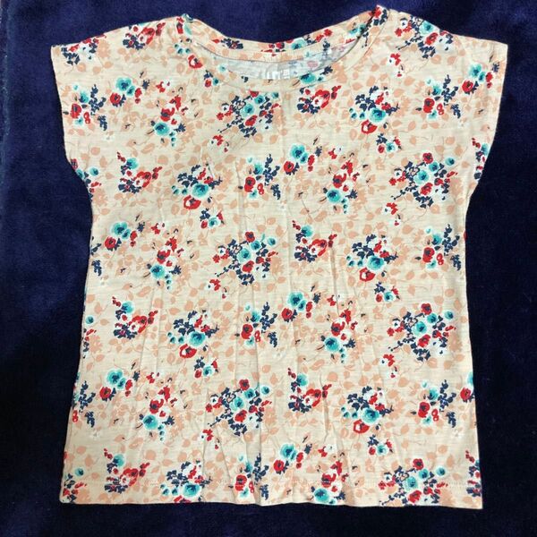 美品 ユニクロ 半袖 Tシャツ カットソー 綿100% 110cm 花柄