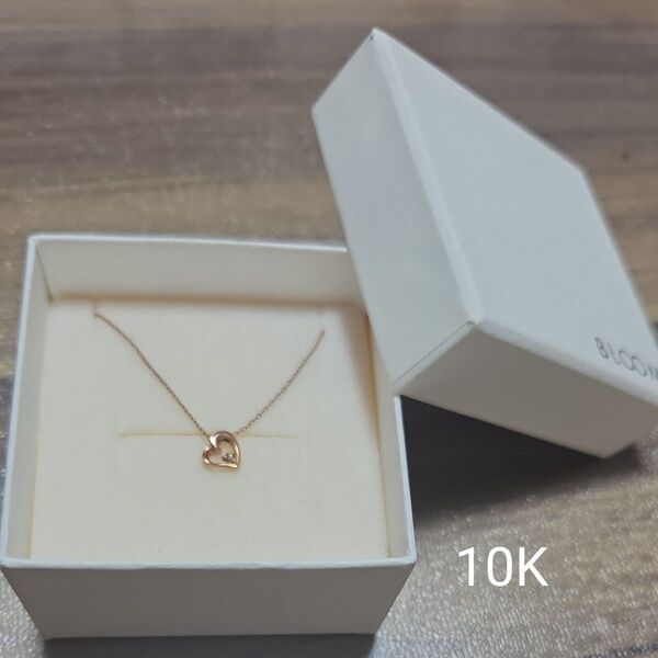 ネックレス アクセサリー ハート K10 ピンクゴールド ダイヤモンド 箱付 ダイヤ