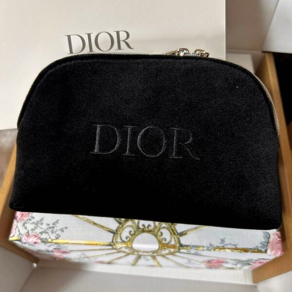 レア♪ 海外限定 未開封新品 箱有 ディオール ノベルティ ブラック ラウンドジップ ポーチ DIOR メイクポーチ 219