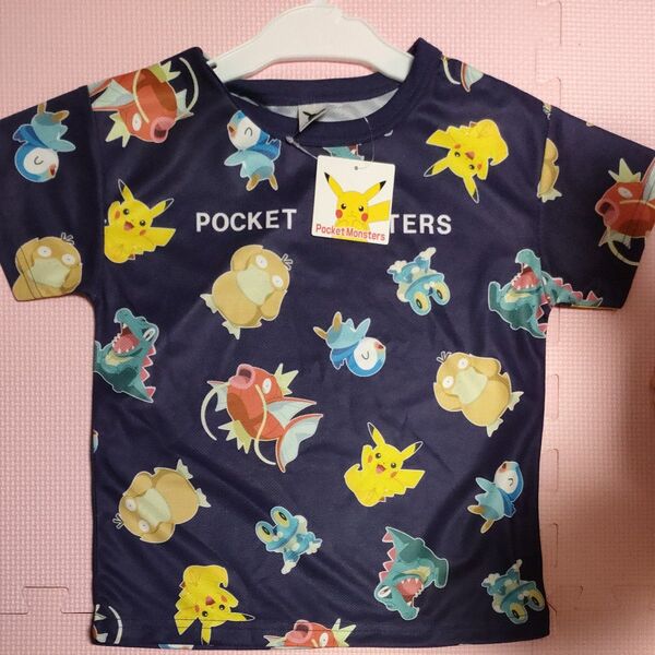 ポケモン Tシャツ トップス こども服 ネイビー 紺 120 ピカチュウ