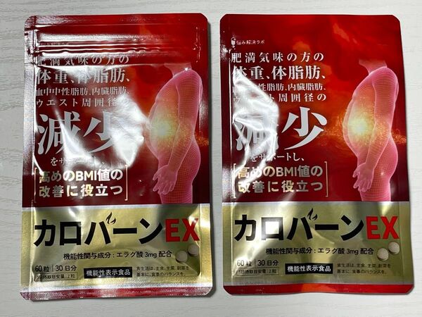 新品未開封 2個セット カロバーンEX 肥満 体脂肪 血中中性脂肪 内臓脂肪 リポ酸