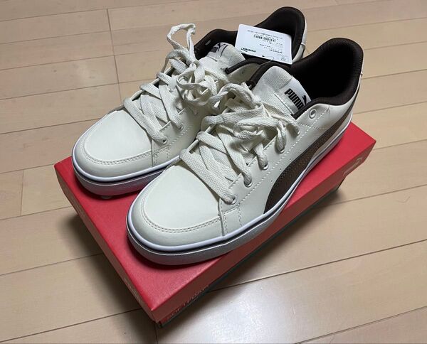 プーマ V コート バルク スニーカー V COURT VULC 26.5 ウィスパーホワイト×ブラウン Vコート