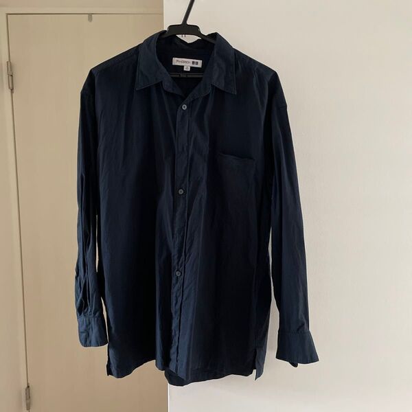 ユニクロ uniqlo jw andersonシャツ ネイビー Lサイズ