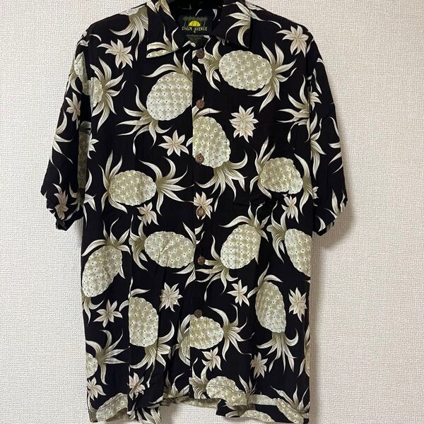 【古着】アロハシャツ 半袖 柄シャツ 総柄 パイナップル ヴィンテージ 90s