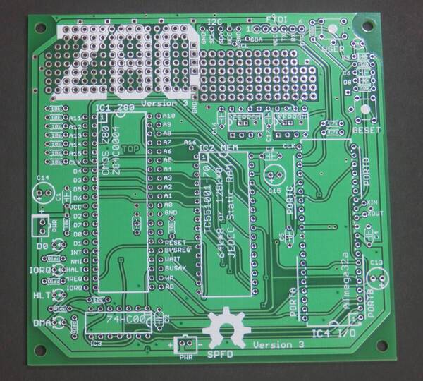Z80-MBC 製作用 プリント基板 緑色 Z80 マイコンボード Z84C0004 TC551001 ATMEGA32A-PU ebotd