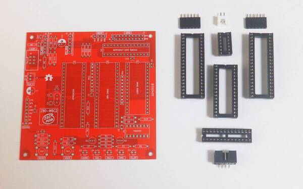 Z80-MBC2 プリント基板 赤色 ICソケット 6ピン XH BOX セット Z80 マイコンボード 自作 電子工作 CPU CP/M ザイログ ATMEGA32 FUZIX ewozv